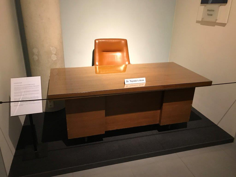 Soichiro Toyoda’s modest and battered desk and chair, from behind which he ran Toyota for 20-odd years. Donated by Toyoda-san to the museum.